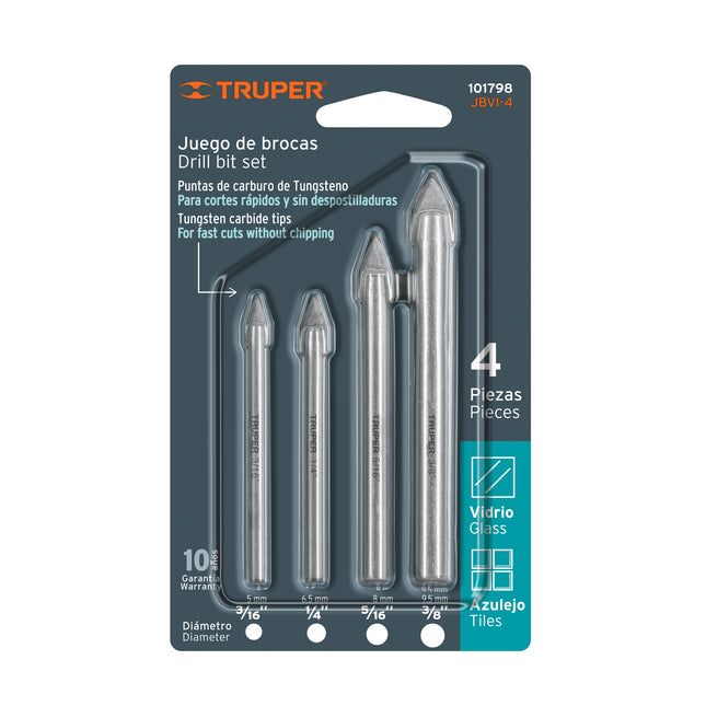 TRUPER JUEGO DE BROCAS 4 PIEZAS 101798