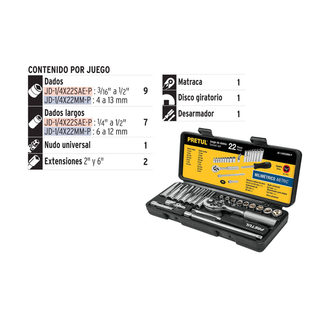 PRETUL JUEGO DE DADOS 22 PIEZAS 23980