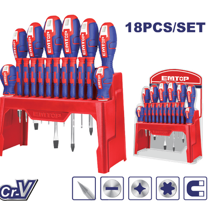 EMTOP JUEGO DE DESTORNILLADORES DE PRESICION 18PZS ESST1802