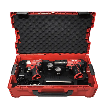DCK COMBO TALADRO PERCUTOR INALAMBRICO 3/8" 12V + ATORNILALDOR DE IMPACTO 12V KDKIT25
