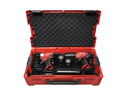 DCK COMBO TALADRO PERCUTOR INALAMBRICO 3/8" 12V + ATORNILALDOR DE IMPACTO 12V KDKIT25