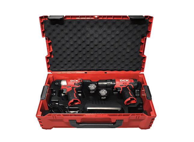 DCK COMBO TALADRO PERCUTOR INALAMBRICO 3/8" 12V + ATORNILALDOR DE IMPACTO 12V KDKIT25