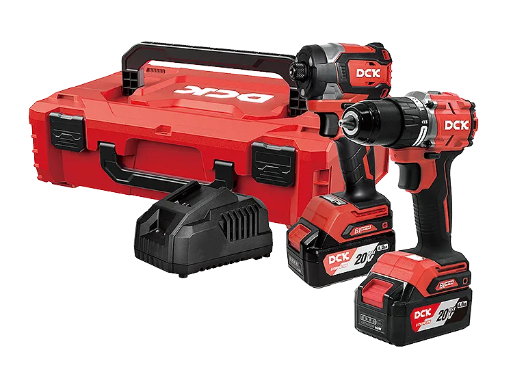 DCK COMBO TALADRO PERCUTOR INALAMBRICO 1/2" 20V + ATORNILLADOR DE IMPACTO 1/4" KDKIT26