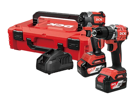 DCK COMBO TALADRO PERCUTOR INALAMBRICO 1/2" 20V + ATORNILLADOR DE IMPACTO 1/4" KDKIT26