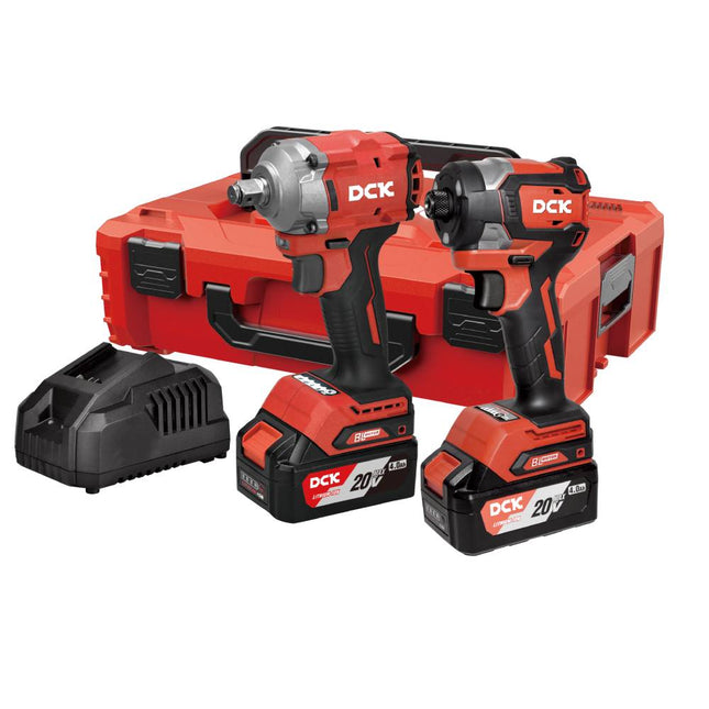 DCK COMBO LLAVE DE IMACTO INALAMBRICO 1/2" 20V Y ATORNILLADOR DE IMPACTO 4,0AH KDKIT29
