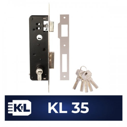 KL SECURUTY CERRADURA PESTILLO REVERSIBLE CON PASADOR CUADRADO BACKSET 20MM SIN CILINDRO