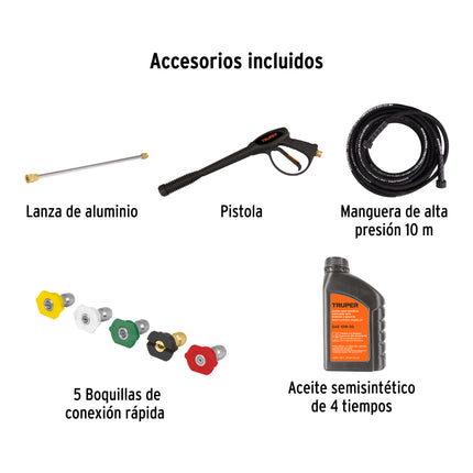TRUPER HIDROLAVADORA A GASOLINA 2800 PSI 3728W 5HP 103983
