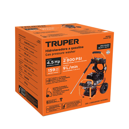 TRUPER HIDROLAVADORA A GASOLINA 2800 PSI 3728W 5HP 103983