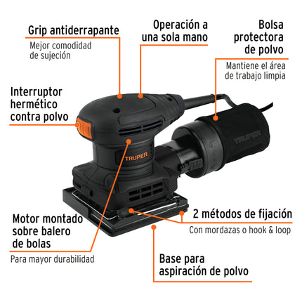 TRUPER INDUSTRIAL LIJADORA ORBITAL 1/4 HOJA 300W 103325