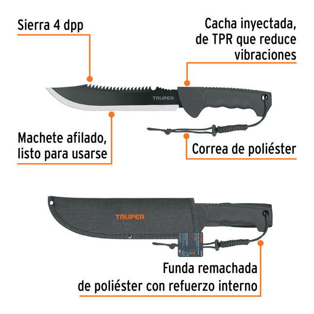 TRUPER MACHETE DOBLE FILO CON FUNDA 10" 103015