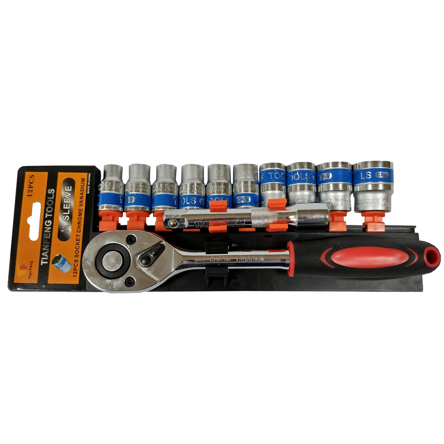 I.O JUEGO DE COPAS Y RACHET 1/2" - 12 PCS - P003