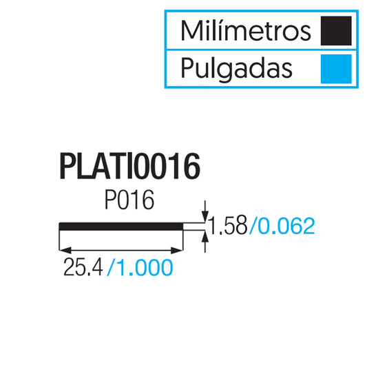 PLATI0016 PLATINA ALUMINIO 1 X 1/16 - P016