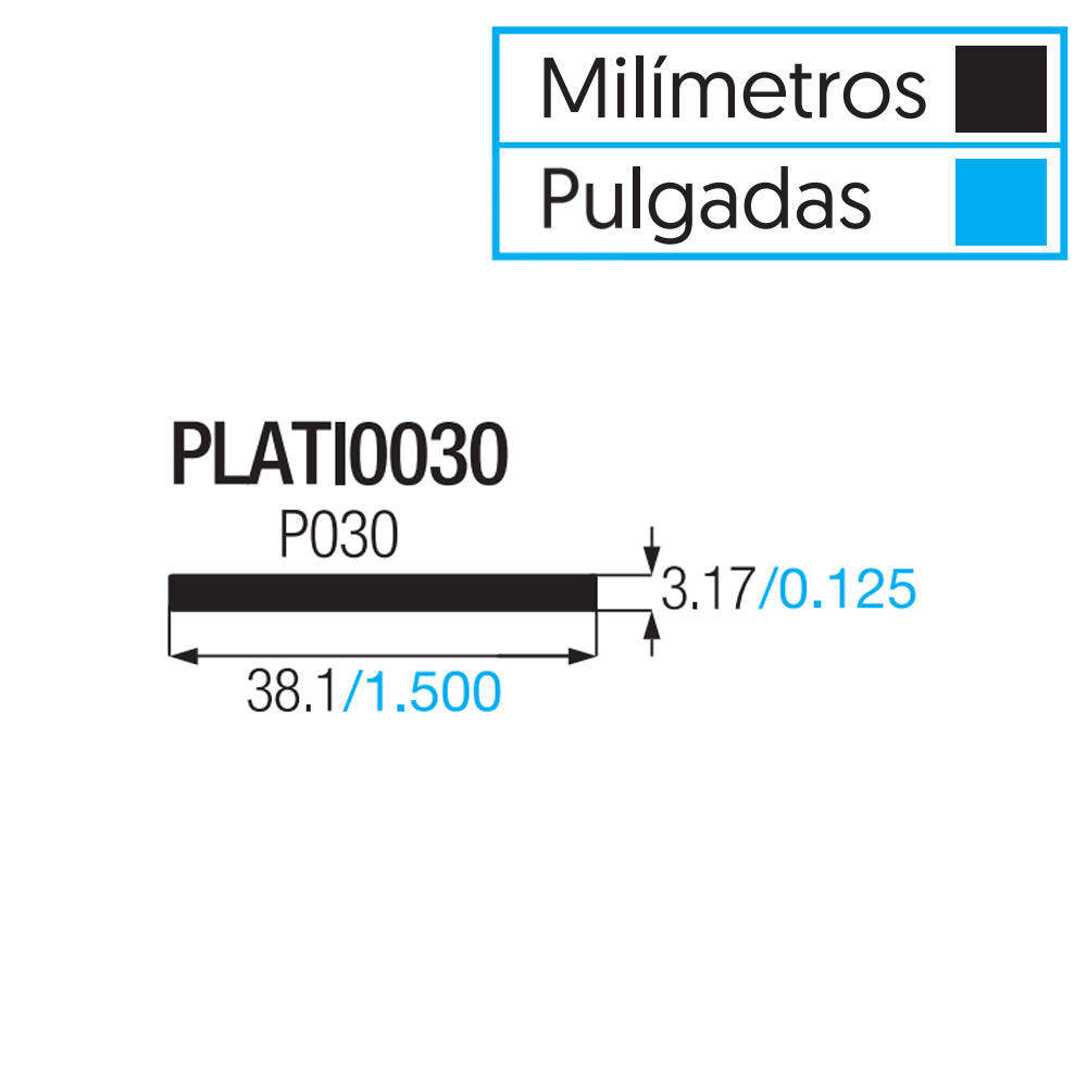 PLATI0030 PLATINA ALUMINIO 1 1/2 X 1/8 - P030