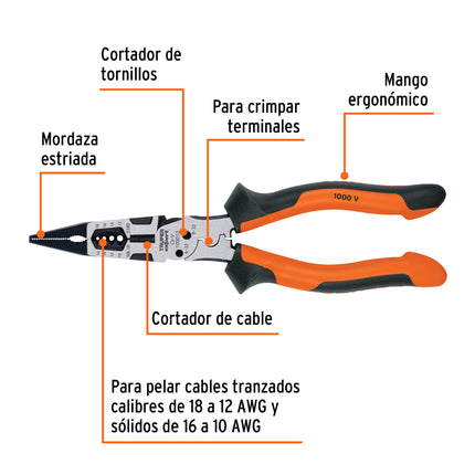 TRUPER PINZA MULTIUSO DE PUNTA LARGA 103013 PMU-8PX