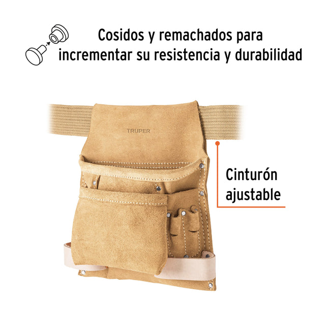 TRUPER PORTA HERRAMIENTAS CON CINTURON CON 10 COMPARTIMIENTOS 11533