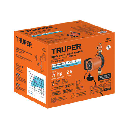 TRUPER BOMBA PRESURIZADORA AJUSTABLE 250W 1/3 HP 14637 PRE-1/3