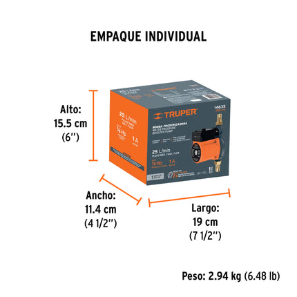 TRUPER BOMBA PRESURIZADORA 1/6 HP 125W 14635