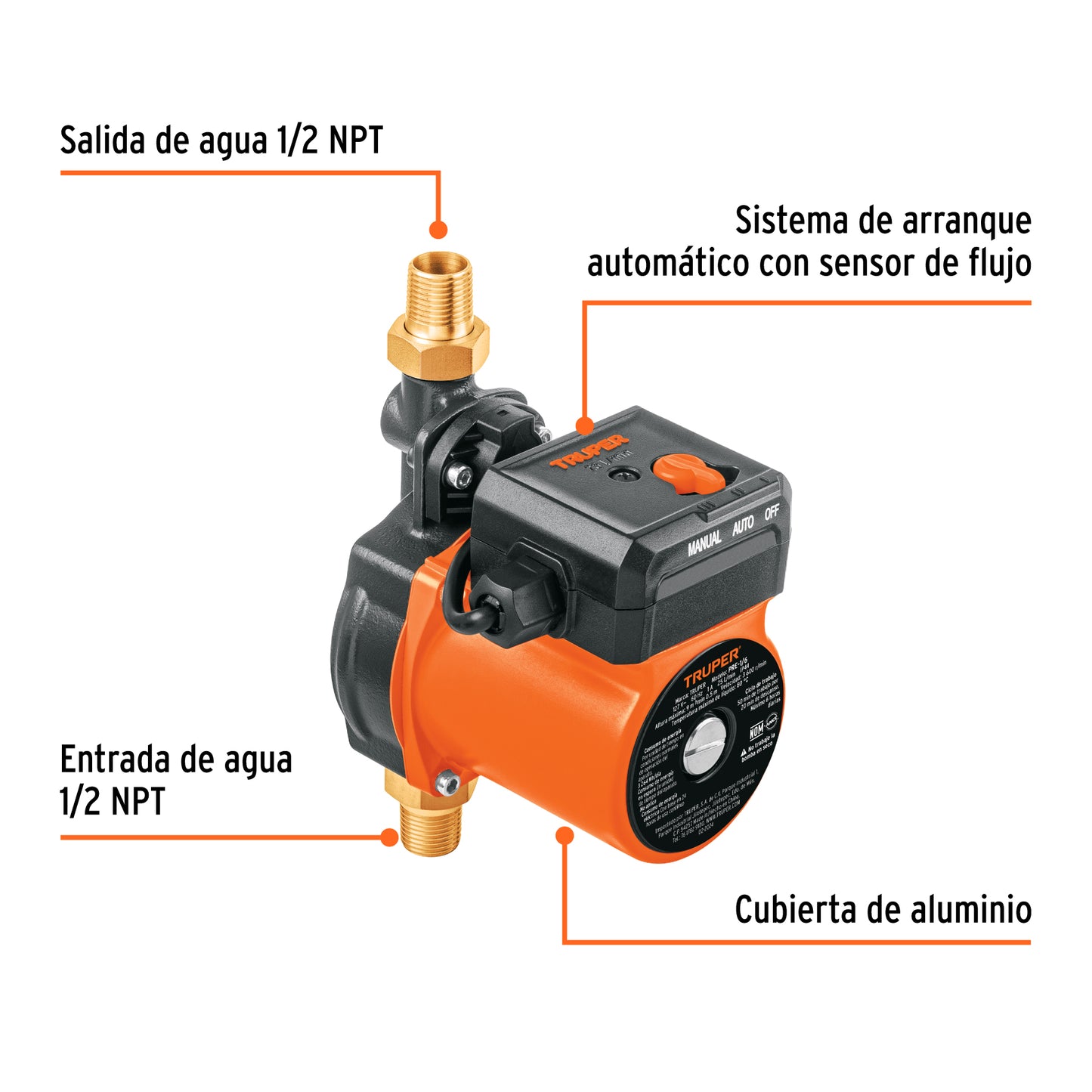 TRUPER BOMBA PRESURIZADORA 1/6 HP 125W 14635