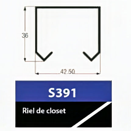 RIEL0391  RIEL CLOSET ALUMINIO - RL003M / CIA-S391