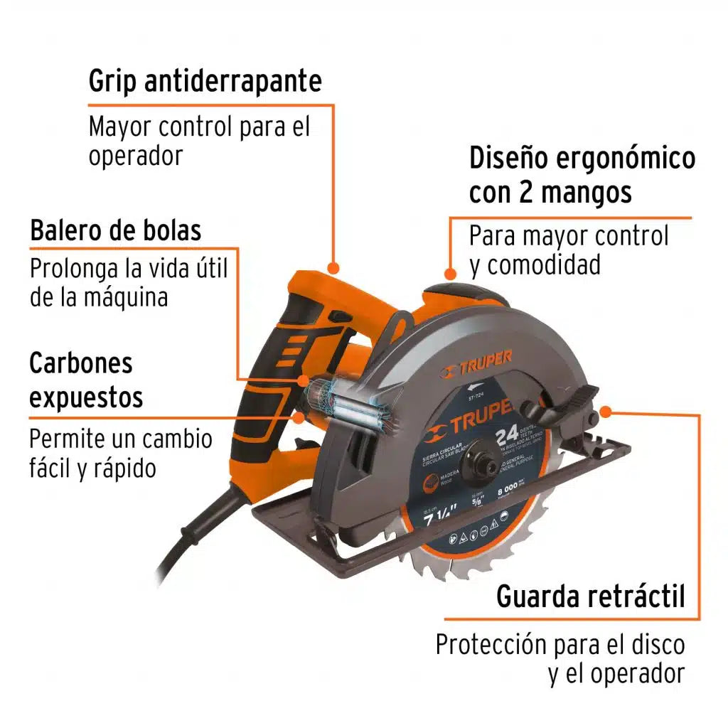 TRUPER SIERRA CIRCULAR PROFESIONAL 7-1/4" 1500W SICI-7-1/4A3 T11004