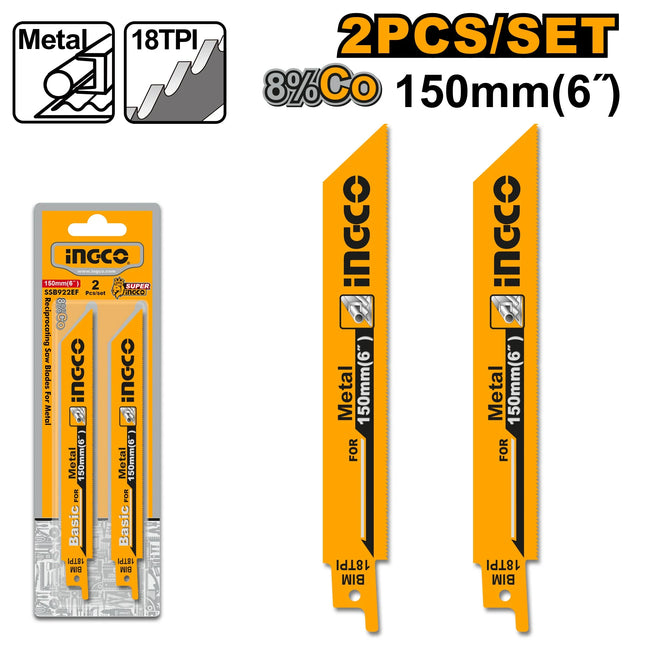 INGCO HOJAS DE SIERRA DE SABLE PARA METAL 6" 2 PCS SSB922EF