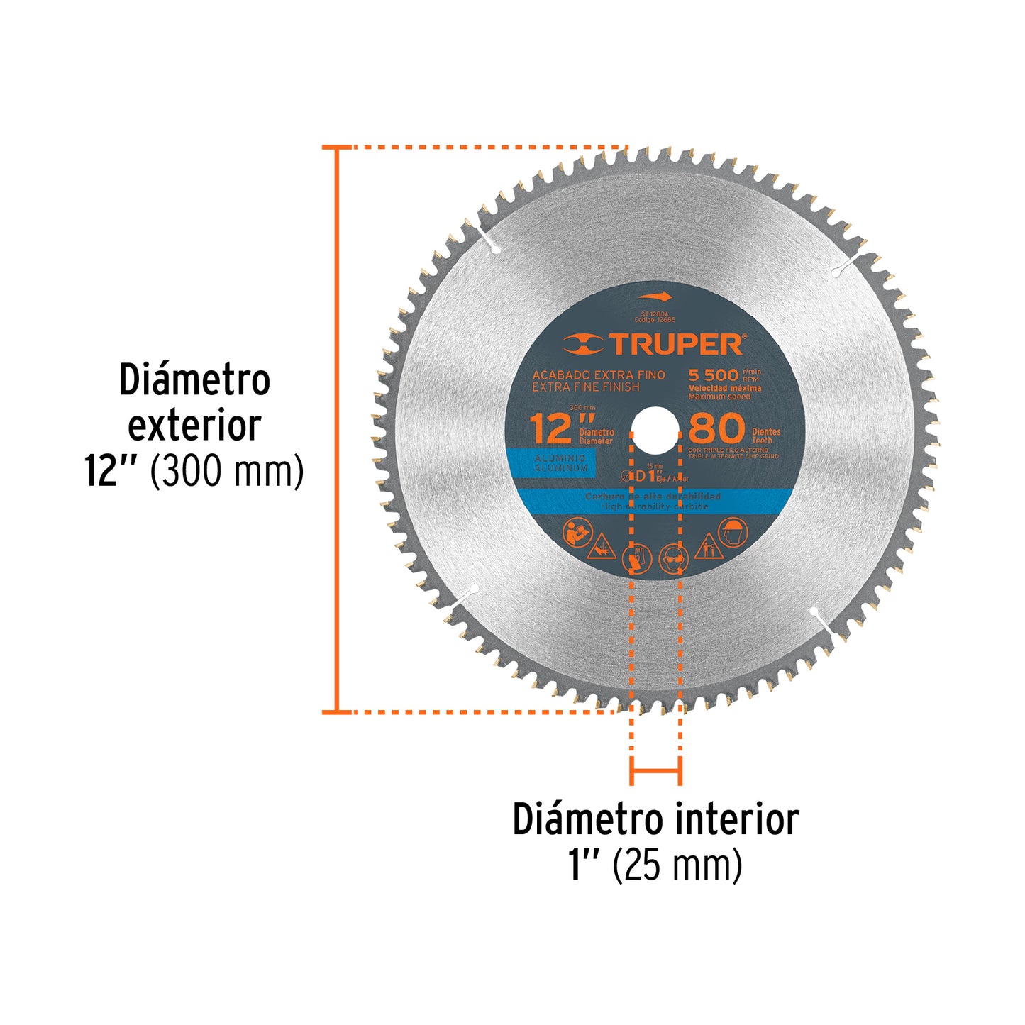 TRUPER DISCO PARA ALUMINIO 12"  80 DIENTES  12685