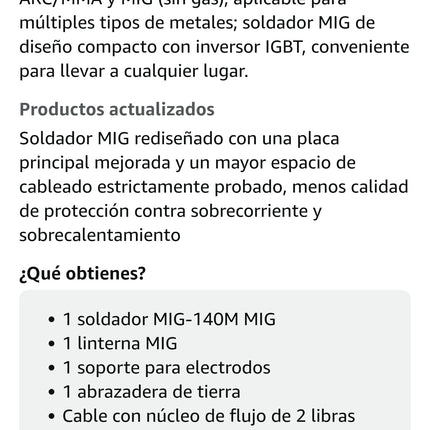SSIMDER Soldador MIG 140A 2 en 1 Soldador de núcleo de fundente/varilla Soldador de voltaje dual de 110 V/220 V