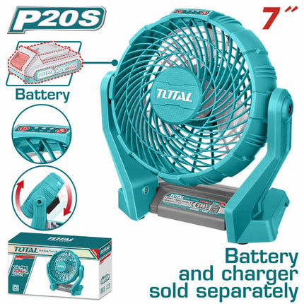 TOTAL VENTILADOR 7" INALÁMBRICO 20V 3 ASPAS SÚPER TOTAL TFALI2007