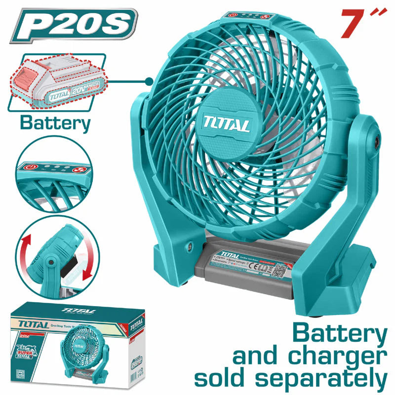 TOTAL VENTILADOR 7" INALÁMBRICO 20V 3 ASPAS SÚPER TOTAL TFALI2007