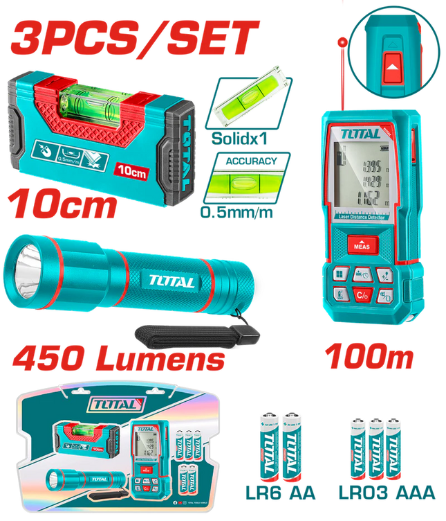 TOTAL KIT COMBINADO DE DETECTOR DE DISTANCIA LASER TOS251003