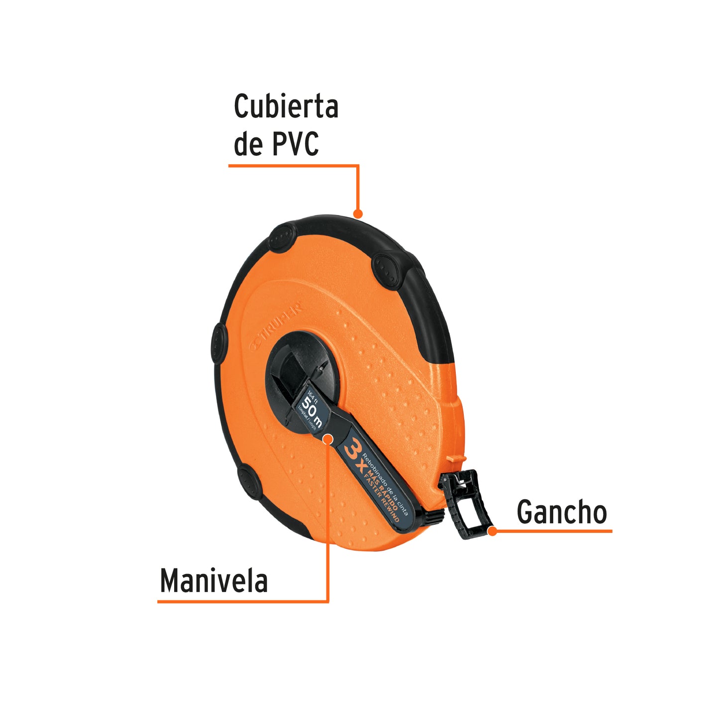 TRUPER CINTA LARGA DE FIBRA DE VIDRIO 50M 12640