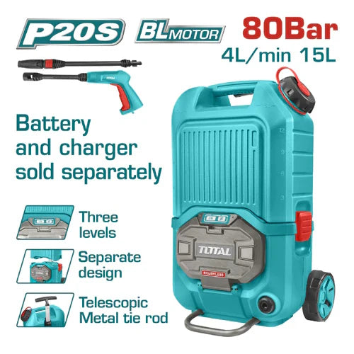 TOTAL HIDROLAVADORA INALAMBRICA 40V 1160PSI SIN BATERIA TPWLI4006