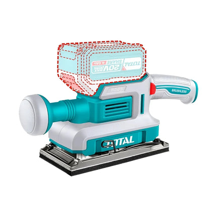 TOTAL LIJADORA DE PALMA INALAMBRICA 3-1/2 X 7" 20V INCLUYE 1 BATERIA 4.0AH , CARGADOR Y 5 LIJAS INDUSTRIAL UTFSLI20311