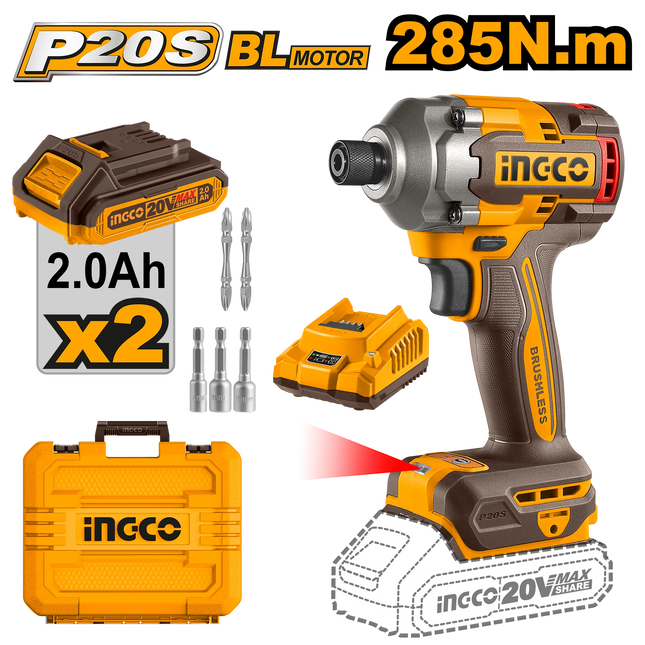 INGCO ATORNILLADOR DE IMPACTO 20V 285 N.M UCIRLI2028