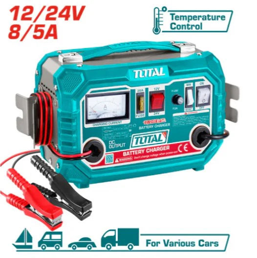 TOTAL CARGADOR DE BATERIAS 12V/24V - 8/5A UTBC1601