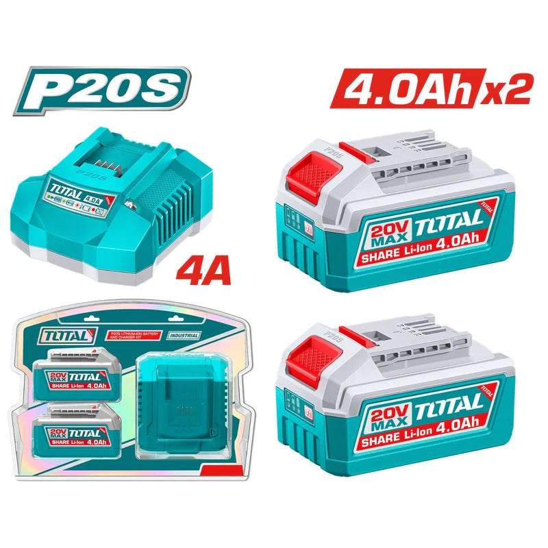 TOTAL COMBO DE BATERIA DE IONES DE LITIO Y CARGADOR 20V 4.0AH UTFBCPK2013