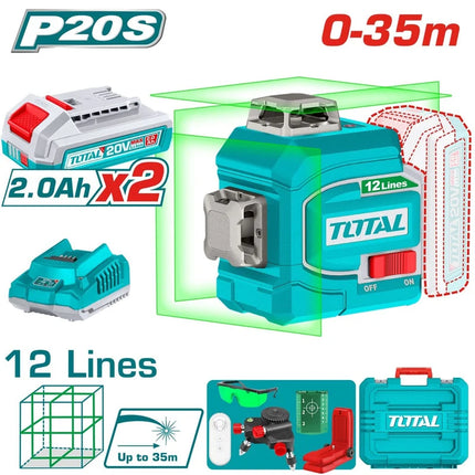 TOTAL NIVEL LASER 0-35M LUZ VERDE 3D 12 LINEAS 20V UTLL3012165