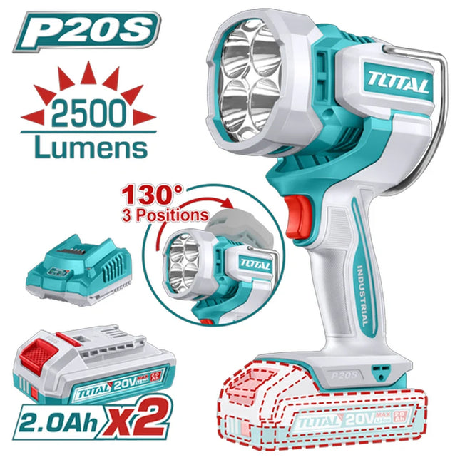 TOTAL LAMPARA DE TRABAJO INALAMBRICA 2500 LUMENES 20V TWLI20885