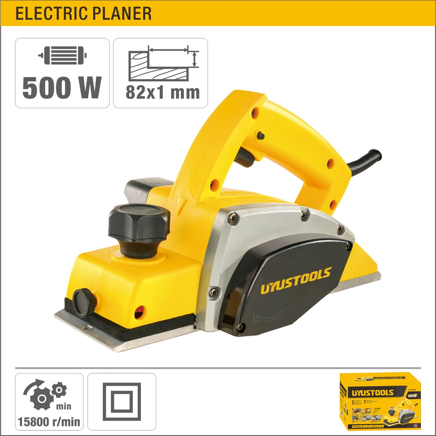 UYUSTOOLS CEPILLADORA ELECTRICA 500W UY-CPL82