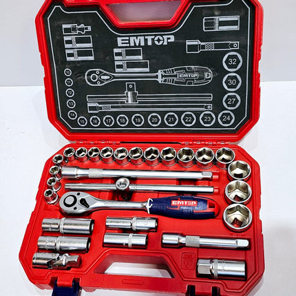 EMTOP JUEGO DE DADOS MECANICOS 1/2" - 28 PCS ESKT12281