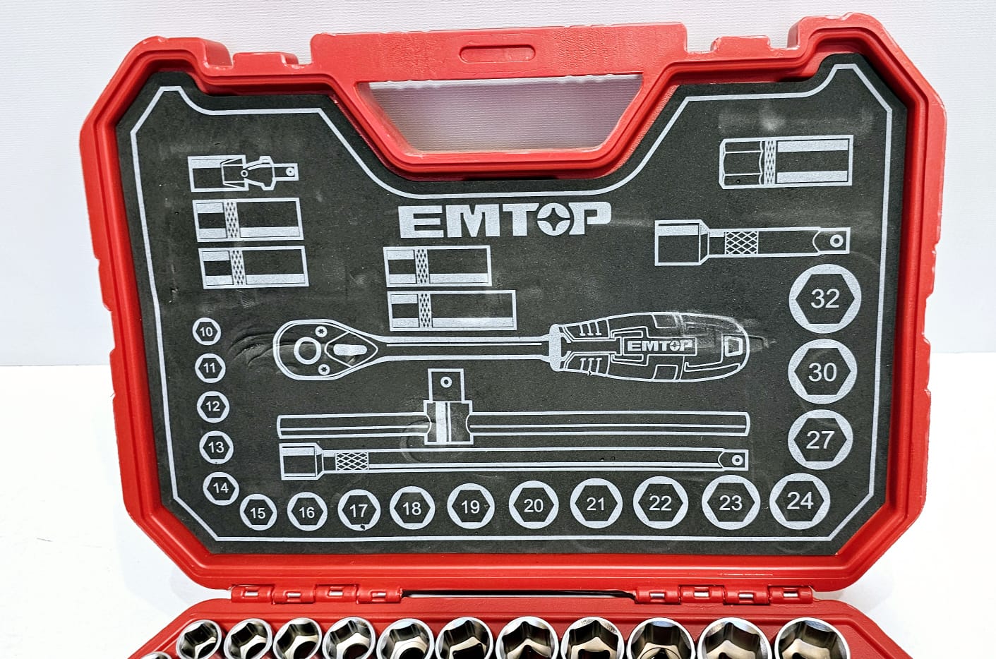 EMTOP JUEGO DE DADOS MECANICOS 1/2" - 28 PCS ESKT12281