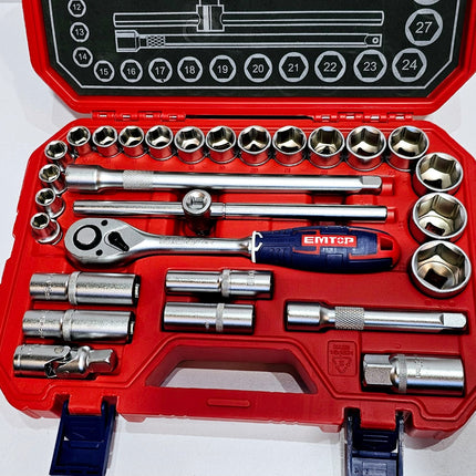 EMTOP JUEGO DE DADOS MECANICOS 1/2" - 28 PCS ESKT12281