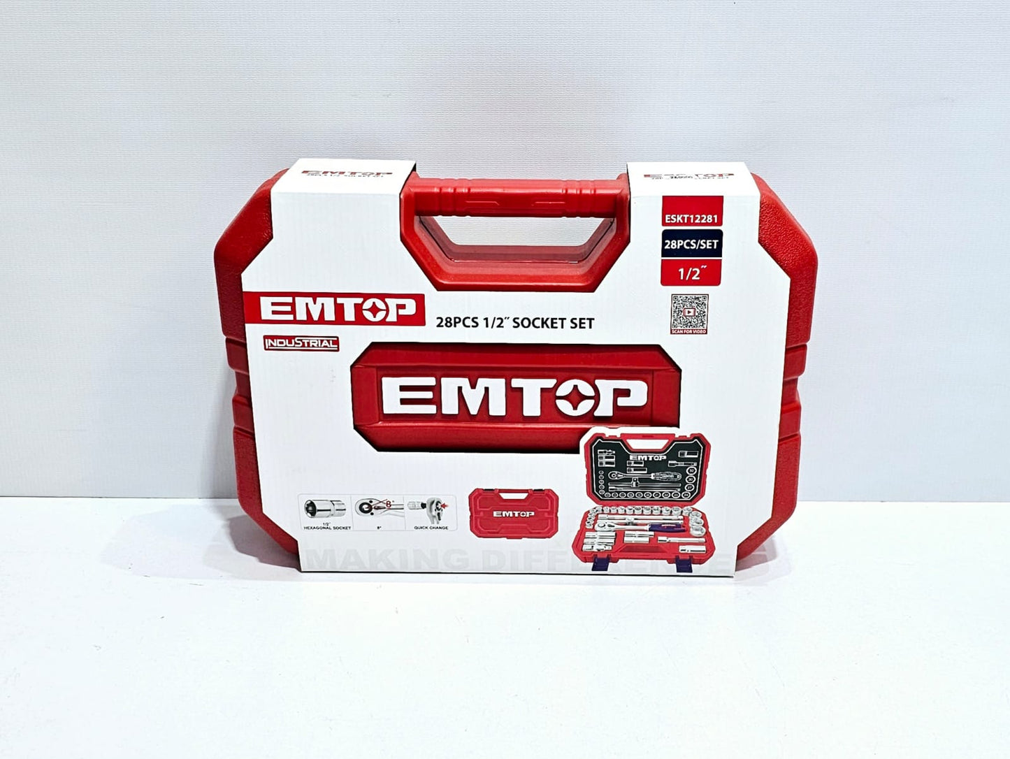 EMTOP JUEGO DE DADOS MECANICOS 1/2" - 28 PCS ESKT12281