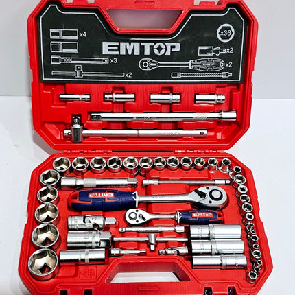 EMTOP JUEGO DE DADOS MECANICOS 1/2" - 28 PCS ESKT12281