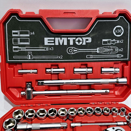 EMTOP JUEGO DE DADOS MECANICOS 1/2" - 28 PCS ESKT12281