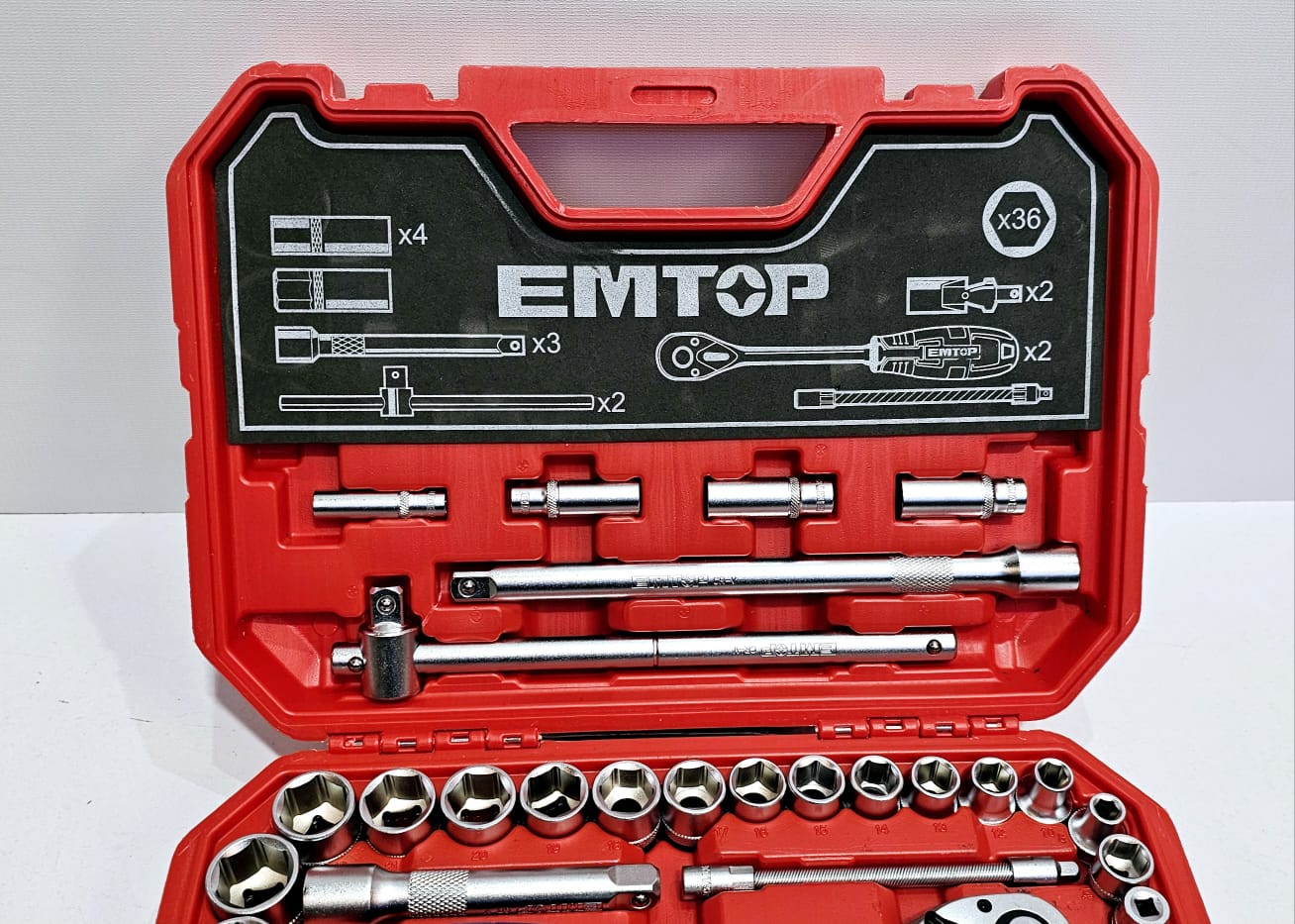 EMTOP JUEGO DE DADOS MECANICOS 1/2" - 28 PCS ESKT12281