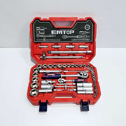 EMTOP JUEGO DE DADOS MECANICOS 1/2" - 28 PCS ESKT12281