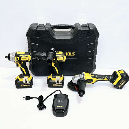 UYUSTOOLS KIT DE INALAMBRICO (AMOLADOR + TALADRO + LLAVE DE IMPACTO 20V UY-IKC02-2047