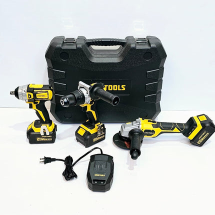 UYUSTOOLS KIT DE INALAMBRICO (AMOLADOR + TALADRO + LLAVE DE IMPACTO 20V UY-IKC02-2047