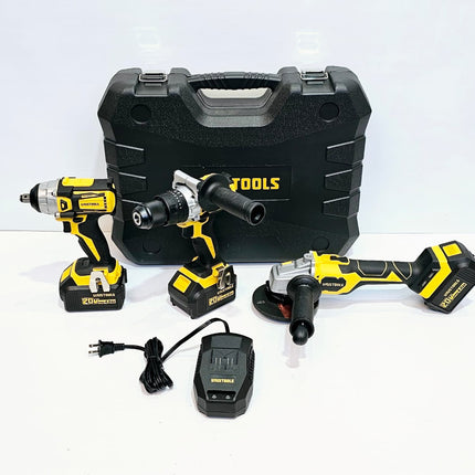 UYUSTOOLS KIT DE INALAMBRICO (AMOLADOR + TALADRO + LLAVE DE IMPACTO 20V UY-IKC02-2047